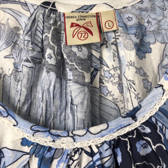 French Connection blue printed cotton tank size L - Picture 2 of 4